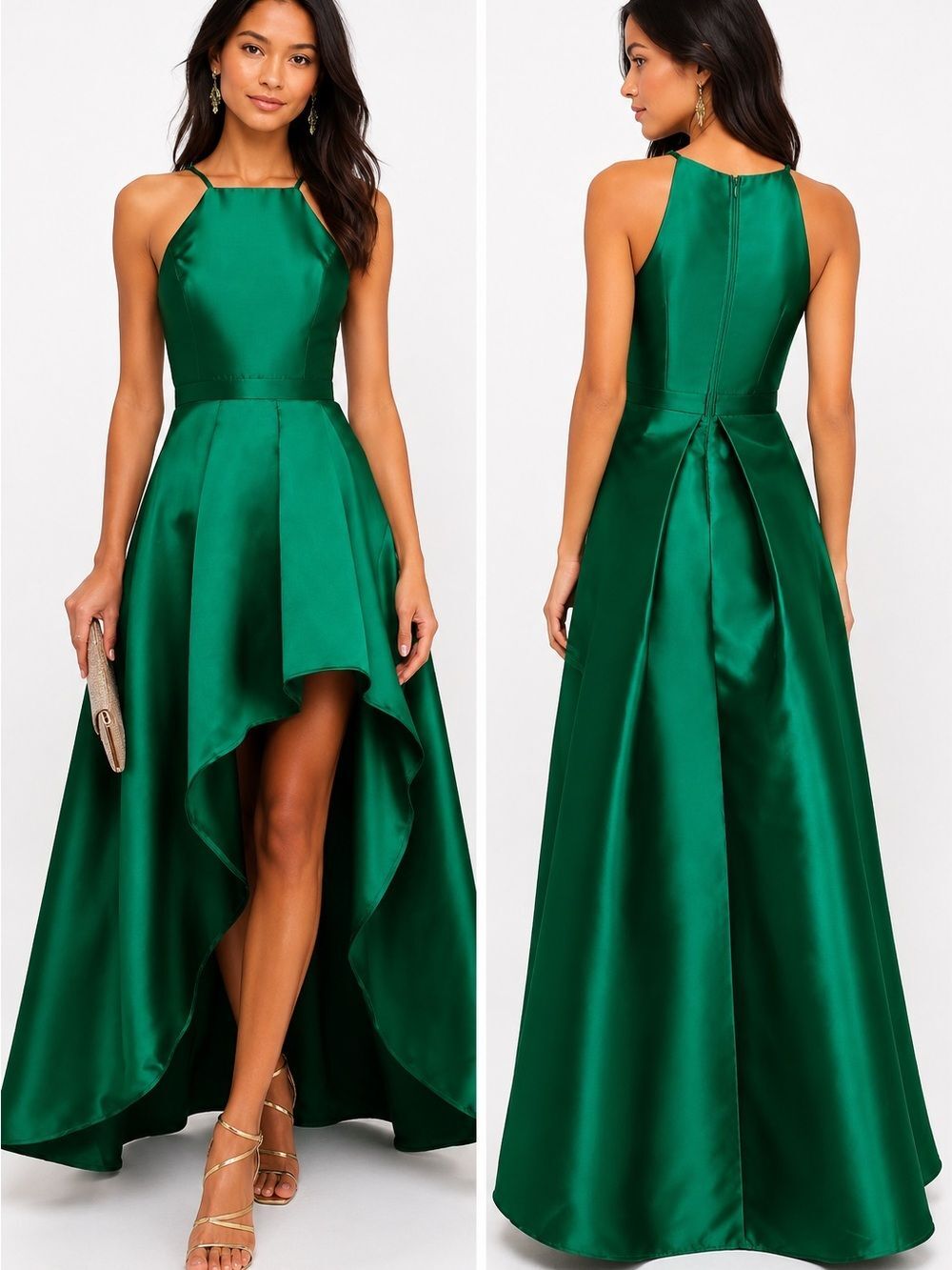 Lulus Broadway Show Gown Emerald Green High Low Size M NWT